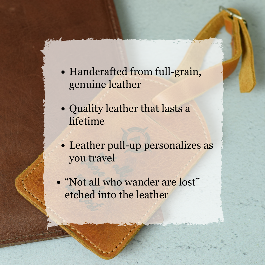 Quality leather craftsmanship suitcase tag