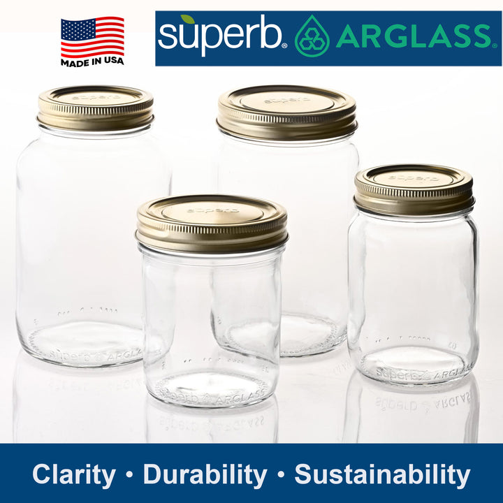 Regular Mouth Quart Mason Canning Jars  with Lids & Bands (12 count) by Superb