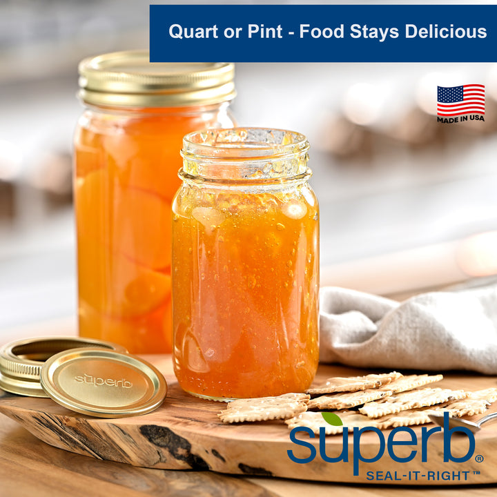 Regular Mouth Quart Mason Canning Jars  with Lids & Bands (12 count) by Superb
