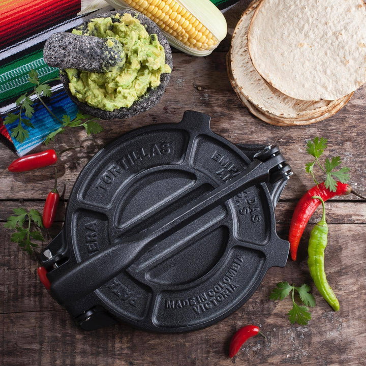 Victoria Cast Iron 8" Tortilla Press for Naan, Flatbread, Tacos