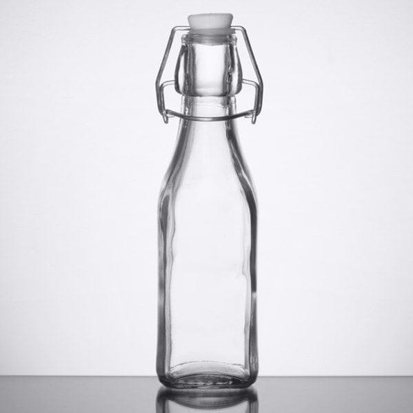 Acopa 35 oz. Clear Glass Bottle with Wire Bail Swing Top Lid - 12/Case
