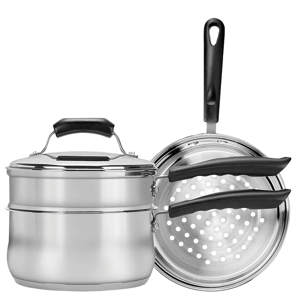 Cook N Home Stainless Steel Double Boiler/ Steamer Set Silver 4 Quart