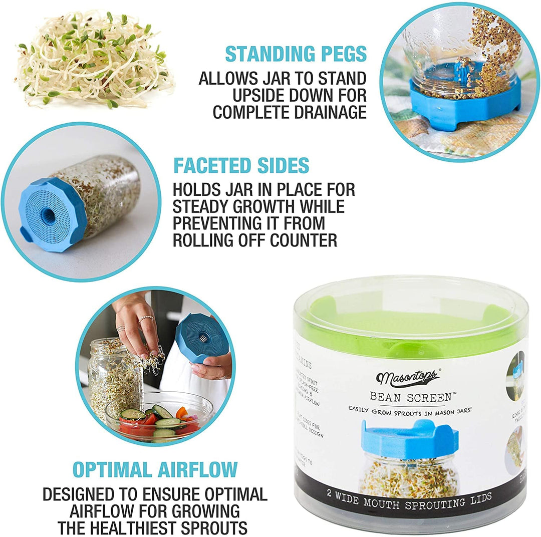 Wide Mouth Bean Sprouting Lids for Mason Jars by MasonTops