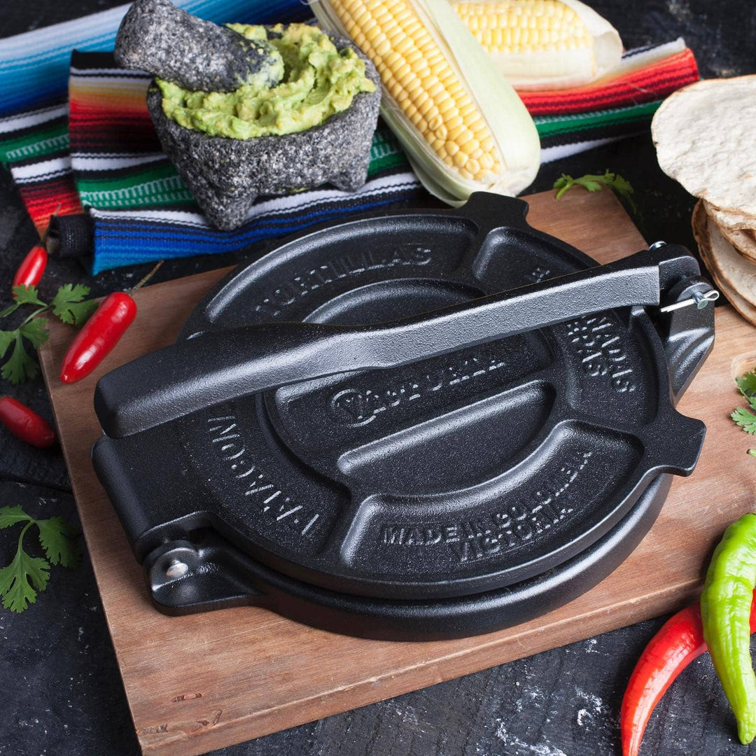 Victoria Cast Iron 8" Tortilla Press for Naan, Flatbread, Tacos