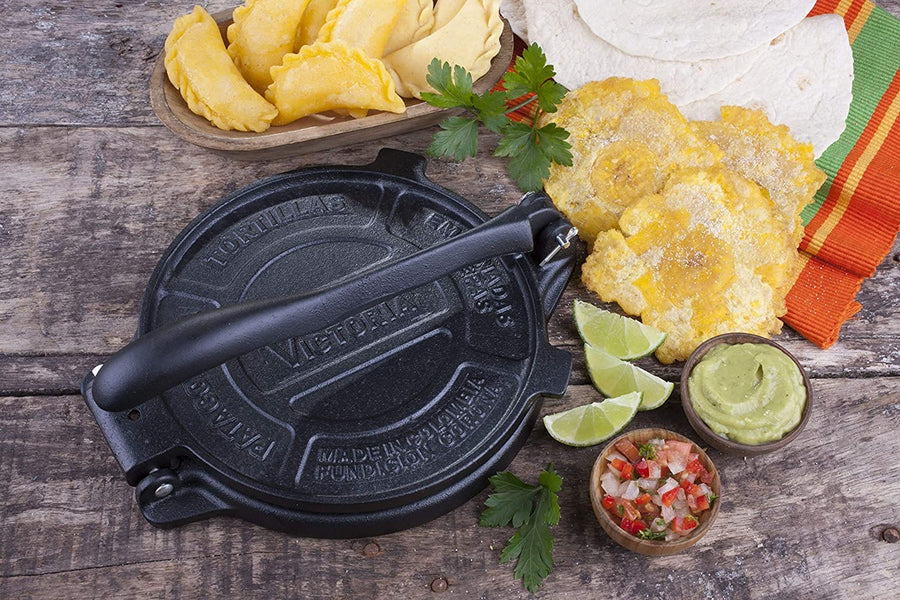 Victoria Cast Iron 8" Tortilla Press for Naan, Flatbread, Tacos