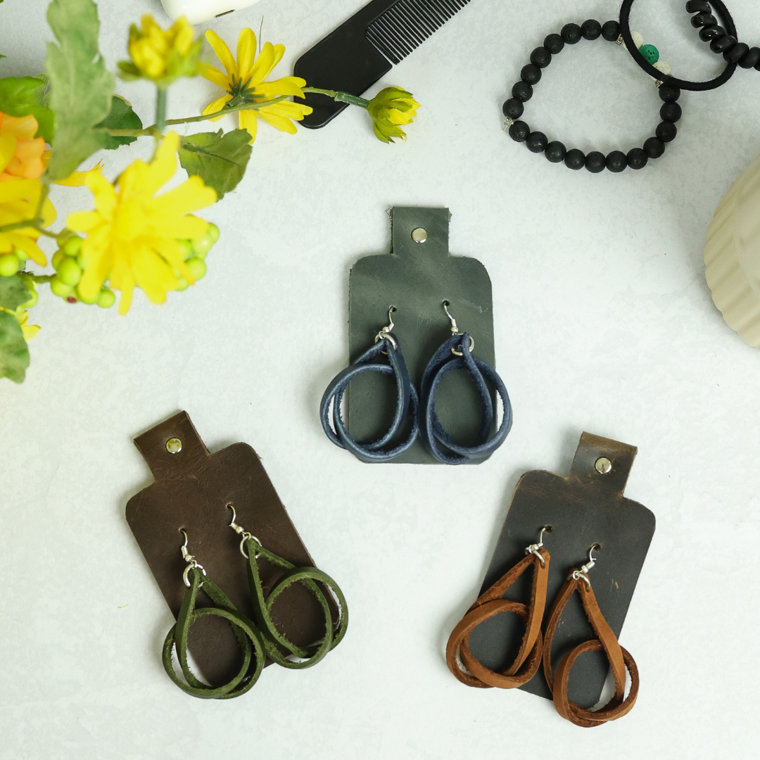 Genuine Leather Loop Earrings by World Orphans