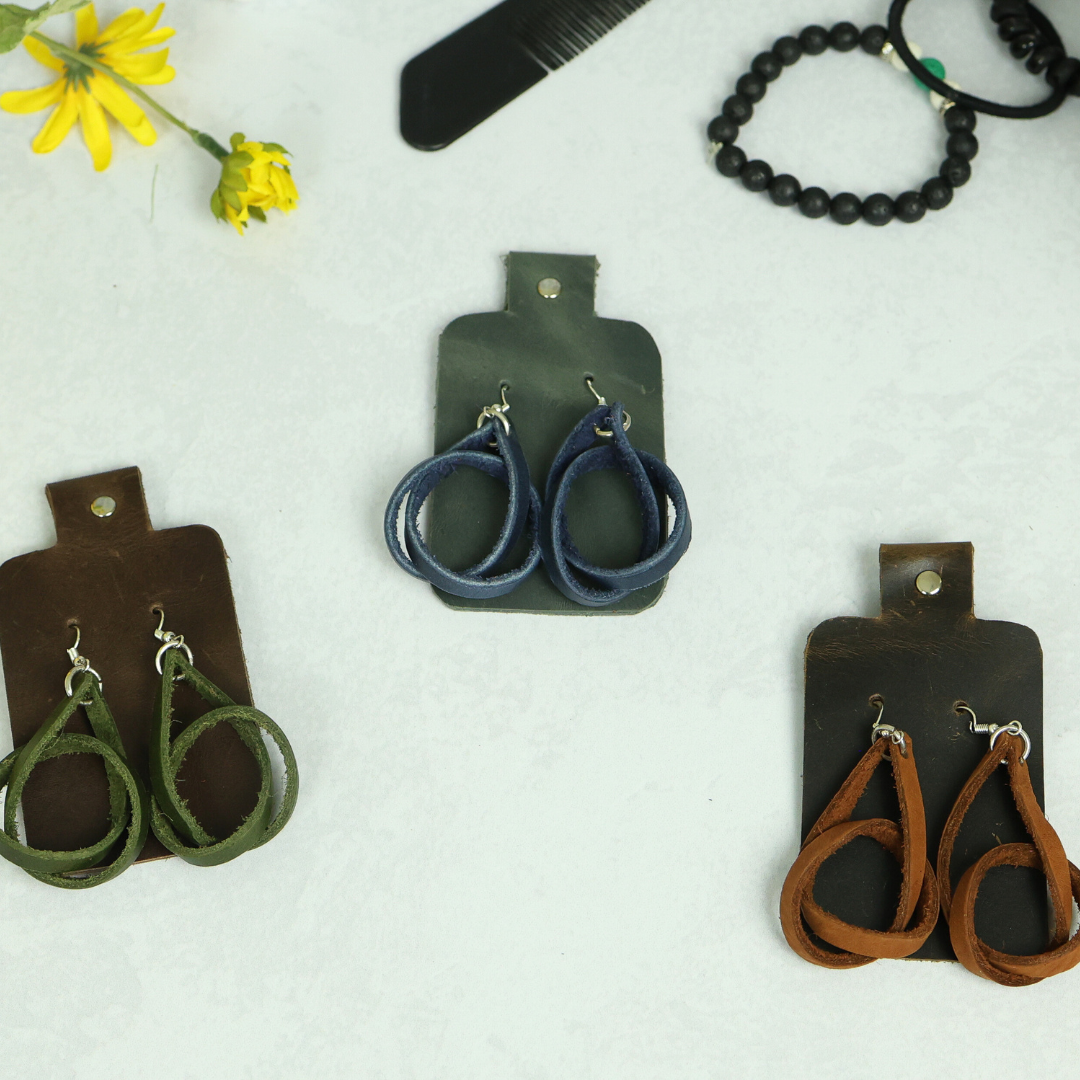 Genuine Leather Loop Earrings by World Orphans