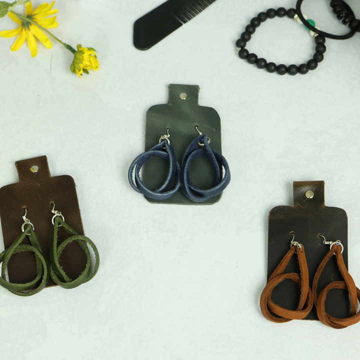 Genuine Leather Loop Earrings by World Orphans