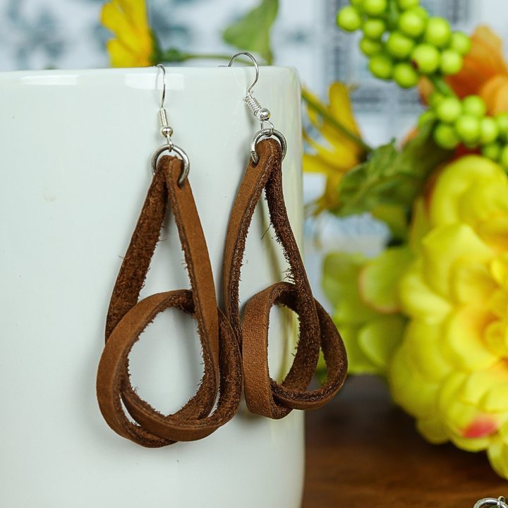 Genuine Leather Loop Earrings by World Orphans