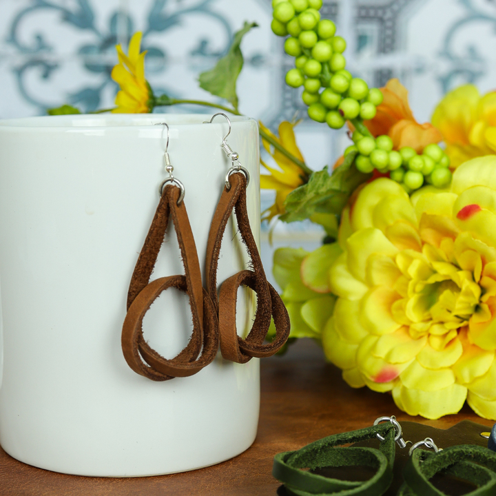 Genuine Leather Loop Earrings by World Orphans