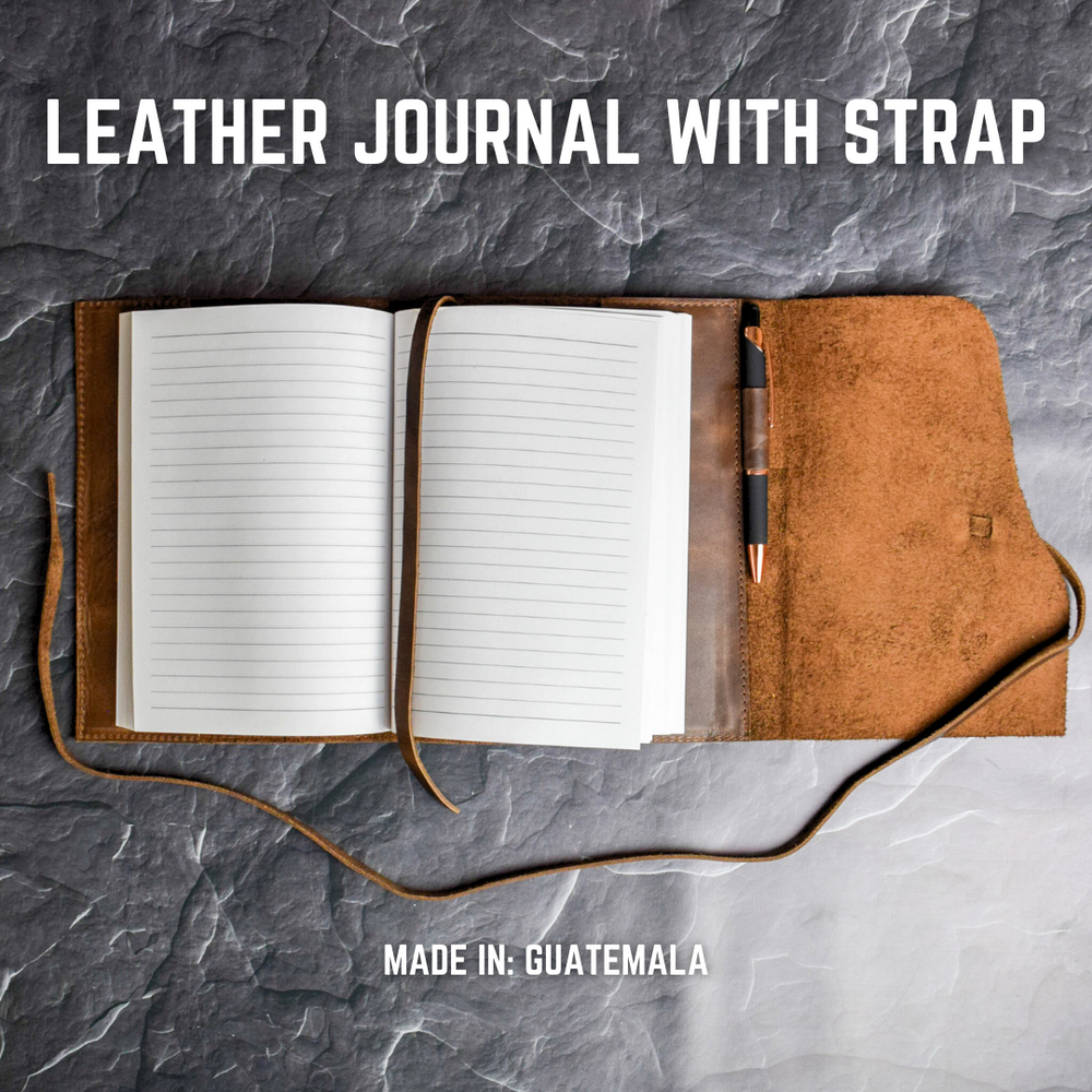 Leather Journal open to lined pages