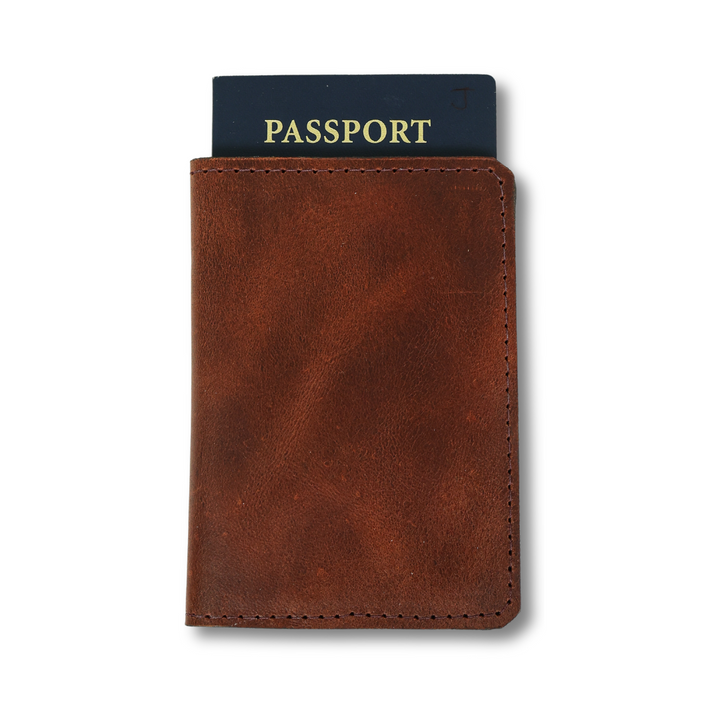 Mahogany Full Grain Leather Passport Holder - Handmade Passport Wallet by World Orphans