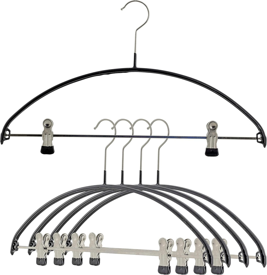 Mawa Smooth Shoulder, Non Slip Space Saving Adjustable Pant Clips Hangers, Set of 5, Style 40/PK