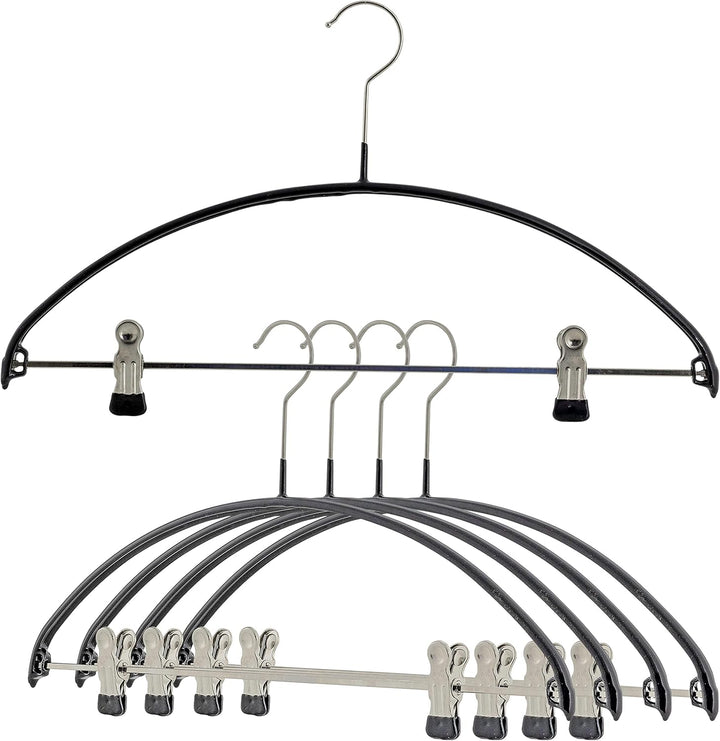 Mawa Smooth Shoulder, Non Slip Space Saving Adjustable Pant Clips Hangers, Set of 5, Style 40/PK