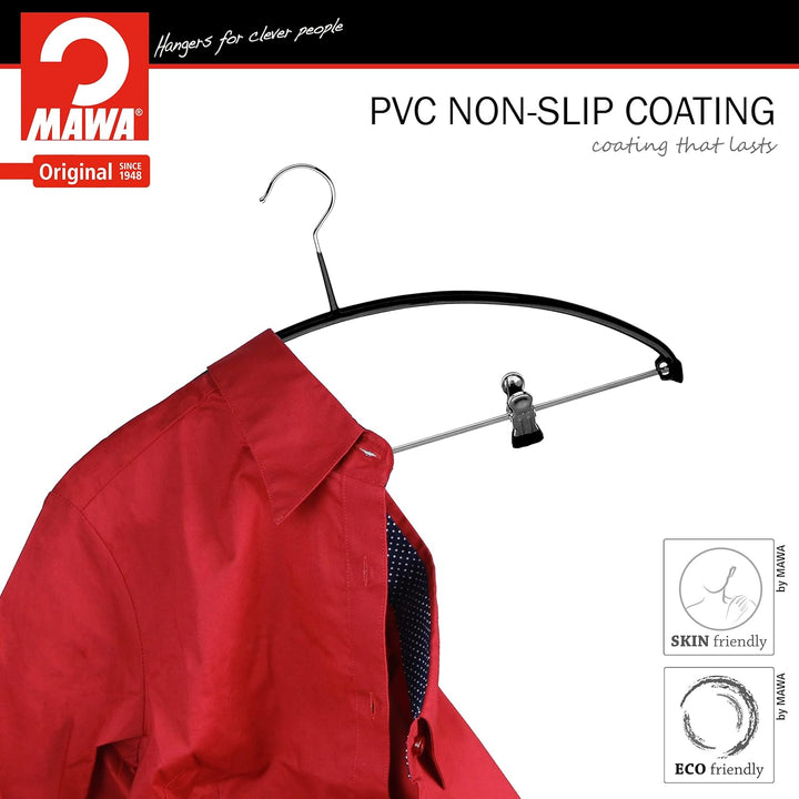 Mawa Smooth Shoulder, Non Slip Space Saving Adjustable Pant Clips Hangers, Set of 5, Style 40/PK