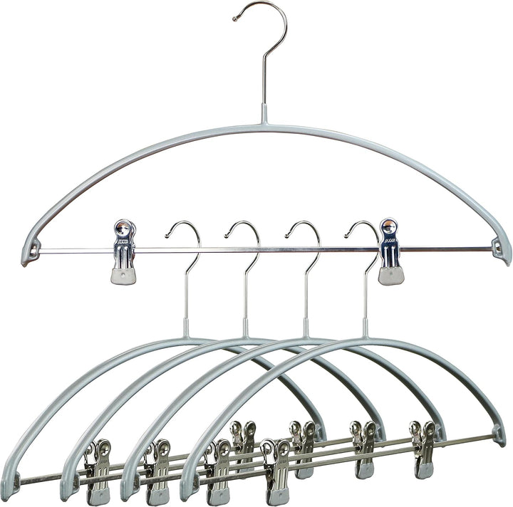 Mawa Smooth Shoulder, Non Slip Space Saving Adjustable Pant Clips Hangers, Set of 5, Style 40/PK