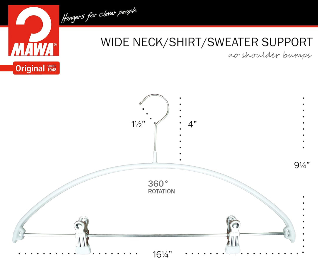 Mawa Smooth Shoulder, Non Slip Space Saving Adjustable Pant Clips Hangers, Set of 5, Style 40/PK