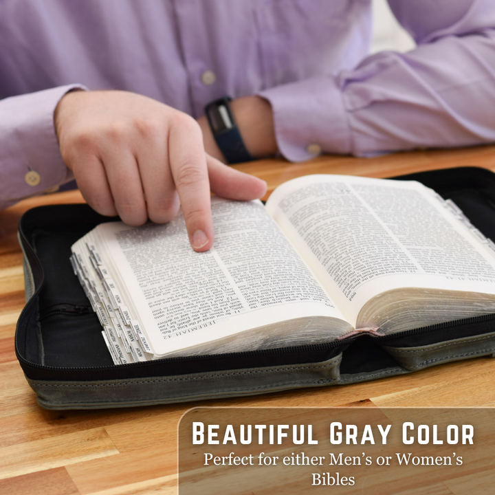 Gray Leather Bible Cover