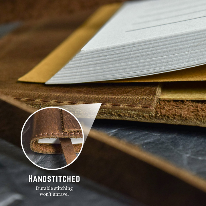 Handstitched leather journal