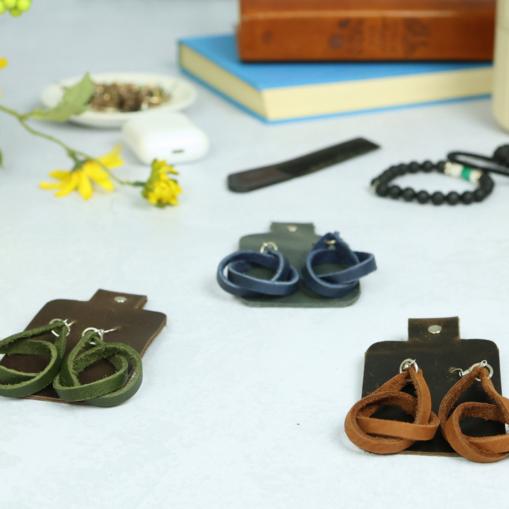 Genuine Leather Loop Earrings by World Orphans