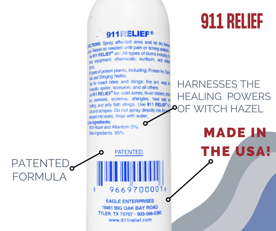 911 Relief 911 Relief Fast Acting Itch Relief for Sunburn, Poison Ivy, and Mosquito/Bug Bites & Jelly Fish Sting