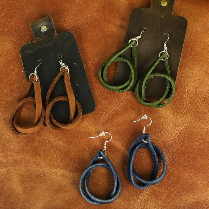 Genuine Leather Loop Earrings by World Orphans