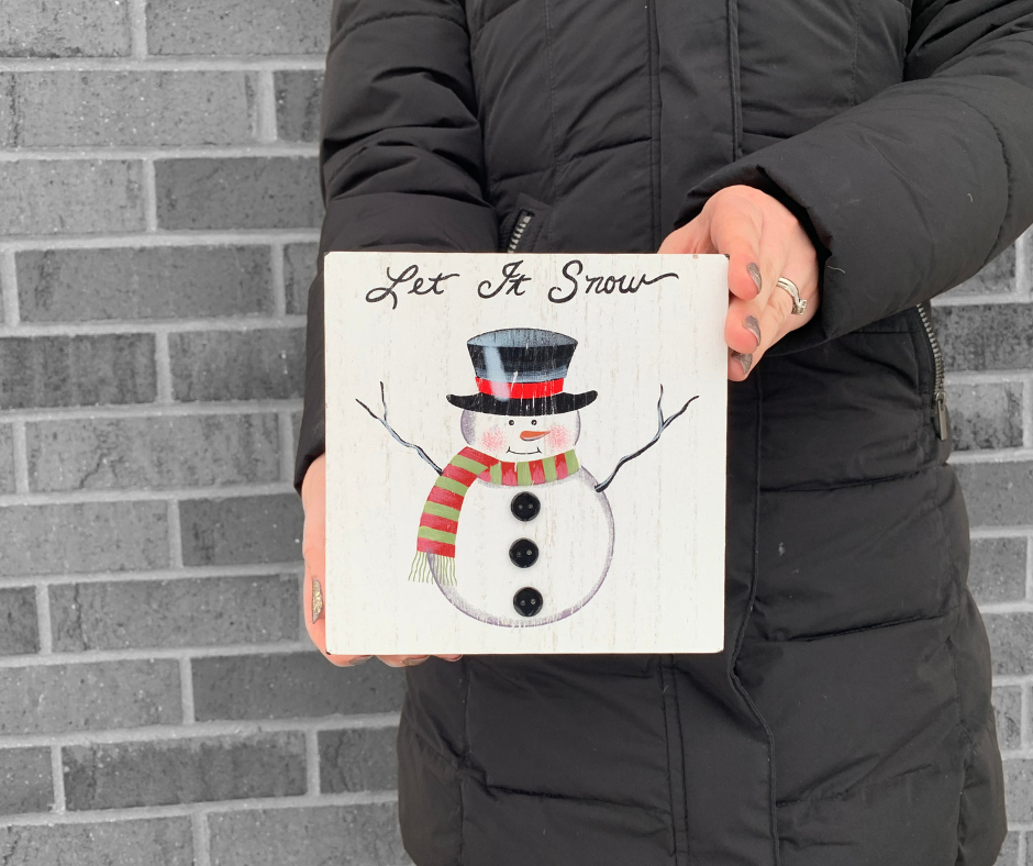 Let It Snow Gingham Box Sign by CWI