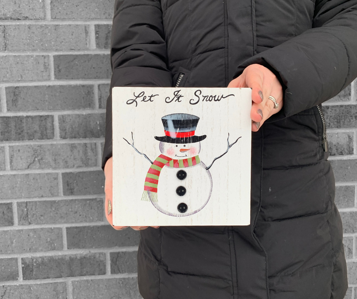 Let It Snow Gingham Box Sign