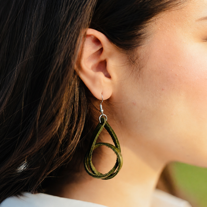 Genuine Leather Loop Earrings by World Orphans