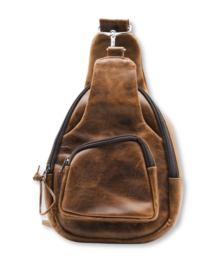 Full Grain Leather Sling Bag / Crossbody Purse by World Orphans - Mahogany or Chocolate