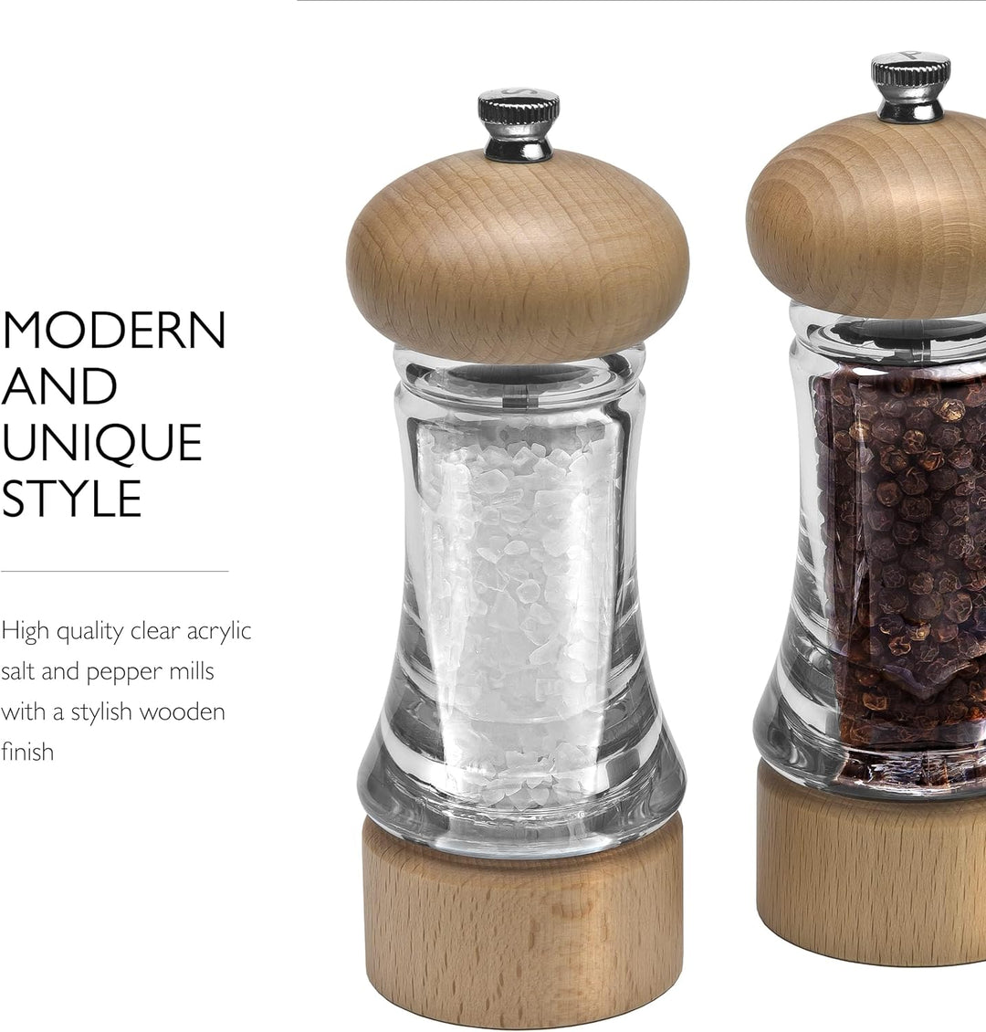 Salt and Pepper Grinder Set, Wood Pepper Mills, Wooden Salt