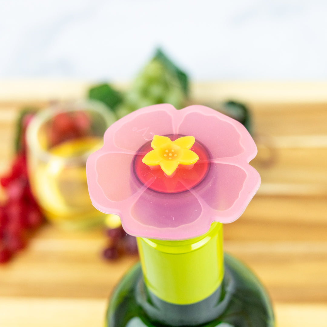 1pc Flower Design Wine Stopper, Silicone Bottle Cap, Red Wine