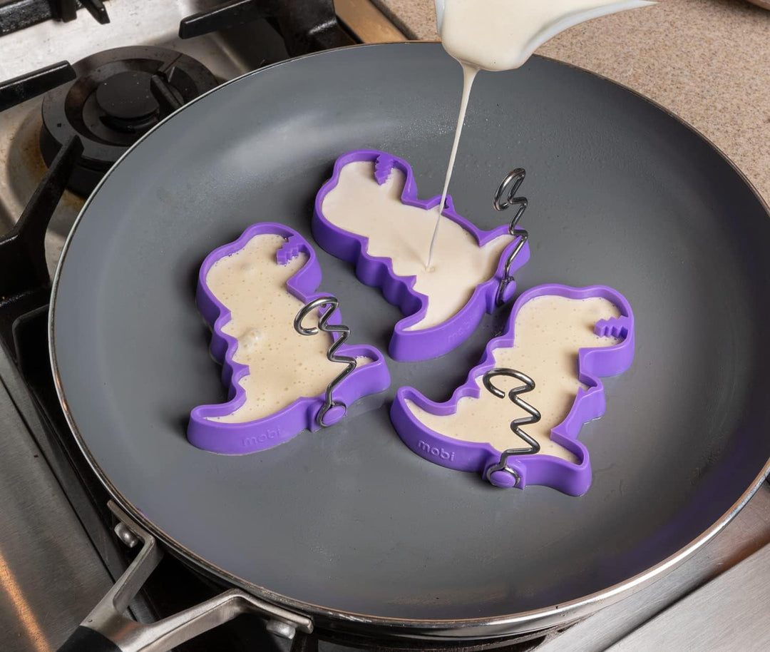 Uique dino-shaped silicone pancake molds by Mobi