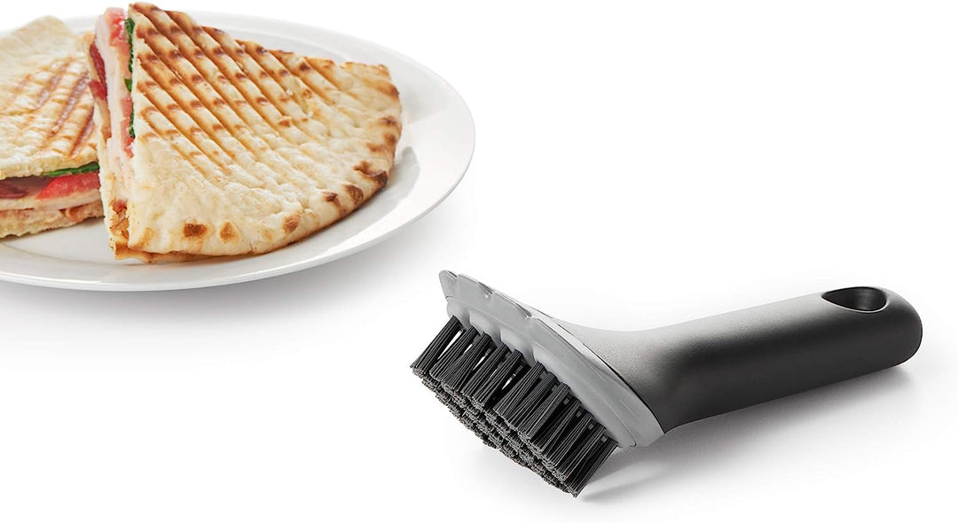Electric indoor grill cleaner brush with scraper