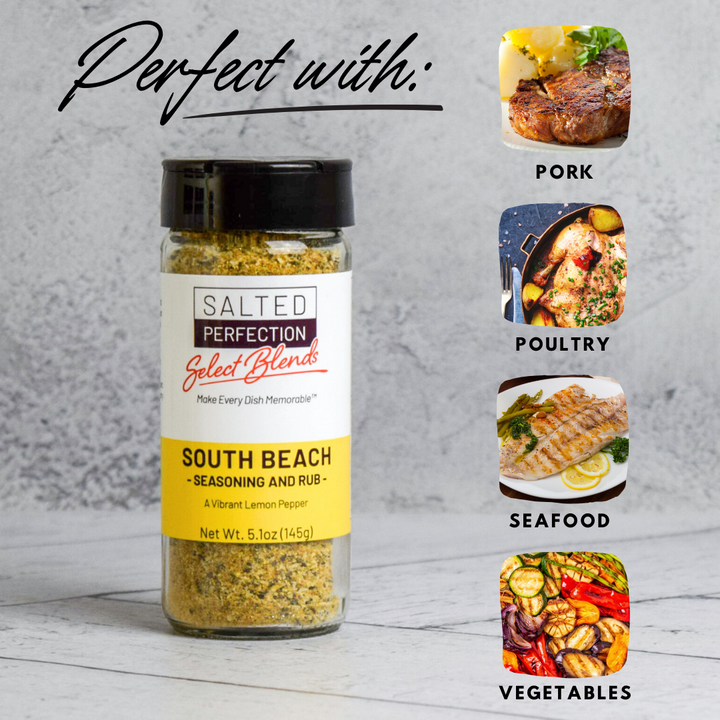 South Beach Lemon Pepper Seasoning Blend and Rub by Salted Perfection