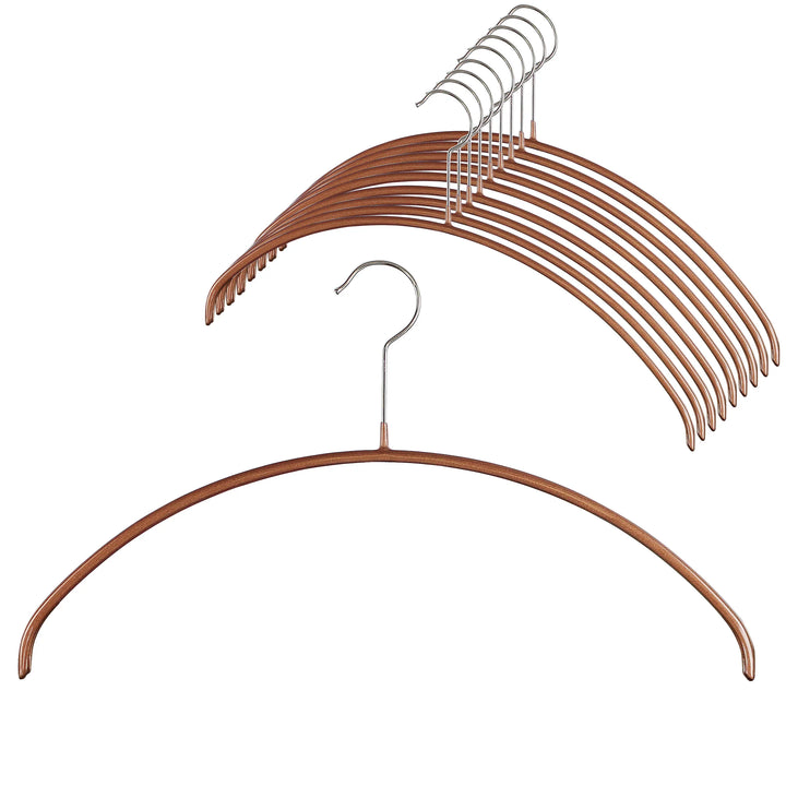 Reston Lloyd MAWA Curved, No-Bump, Non Slip, Space Saving Hangers, Set of 10 Copper