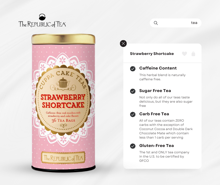 Strawberry Shortcake Rooibos Tea Bags by Republic of Tea