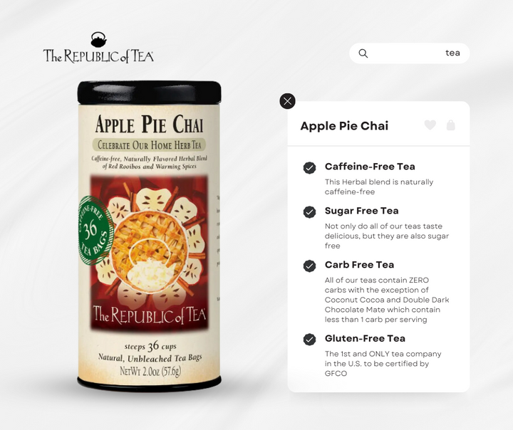 Apple Pie Chai Herbal Tea Bags by Republic of Tea