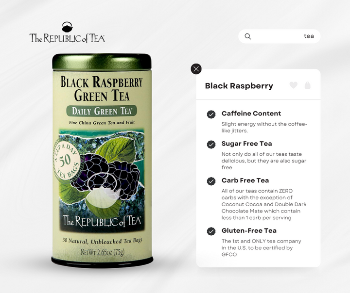 Black Raspberry Green Tea Bags by The Republic of Tea