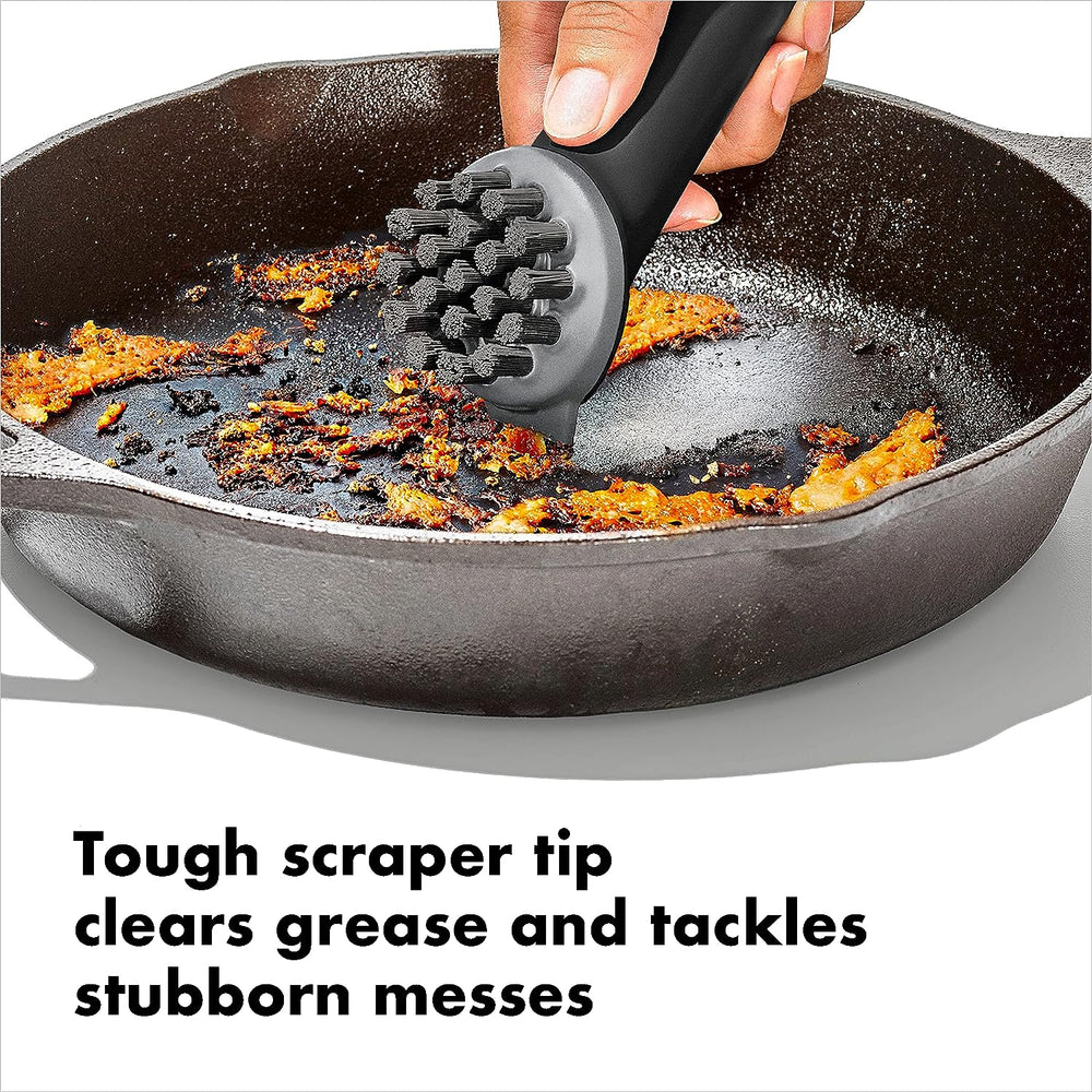 Clean Cast Iron Skillet with Brush by OXO Good Grips