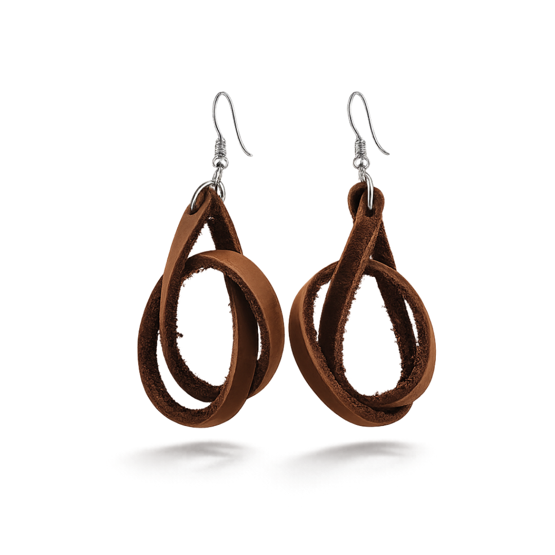 Genuine Leather Loop Earrings by World Orphans