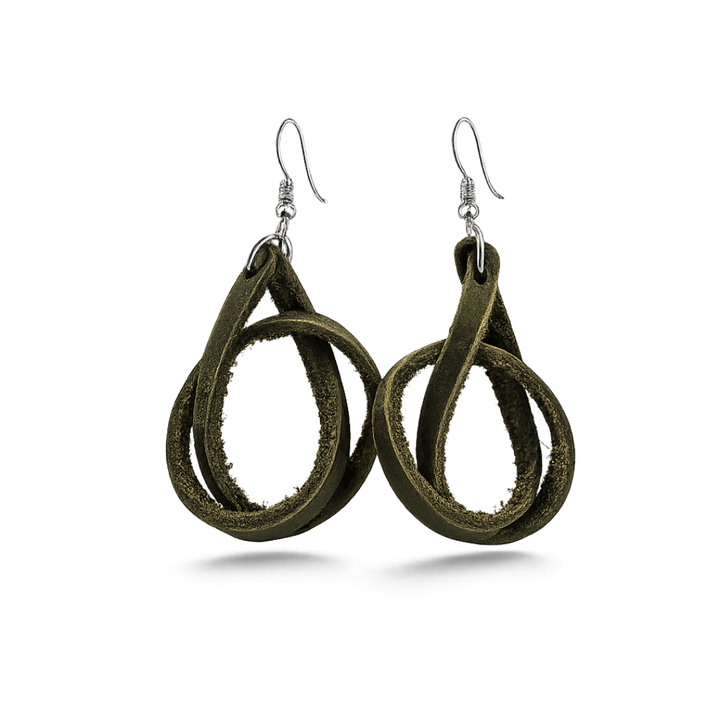 Genuine Leather Loop Earrings by World Orphans
