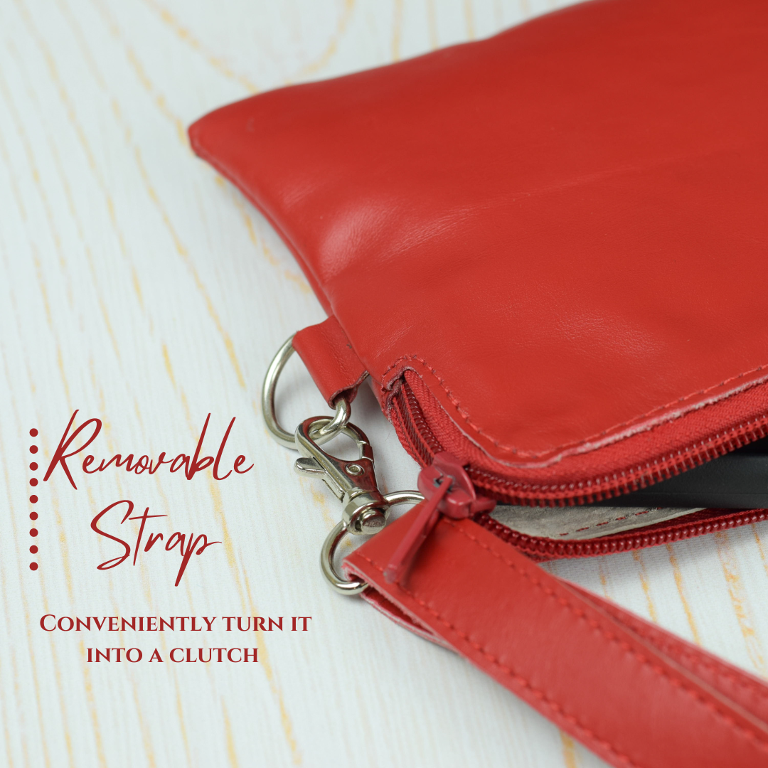 Red leather purse sales
