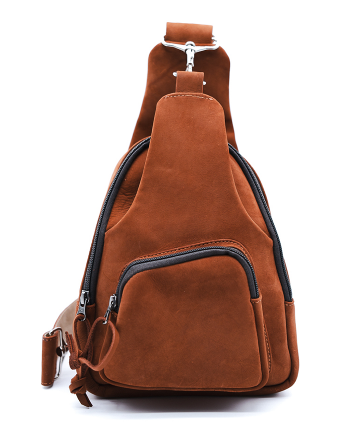 Full Grain Leather Sling Bag / Crossbody Purse by World Orphans - Mahogany or Chocolate