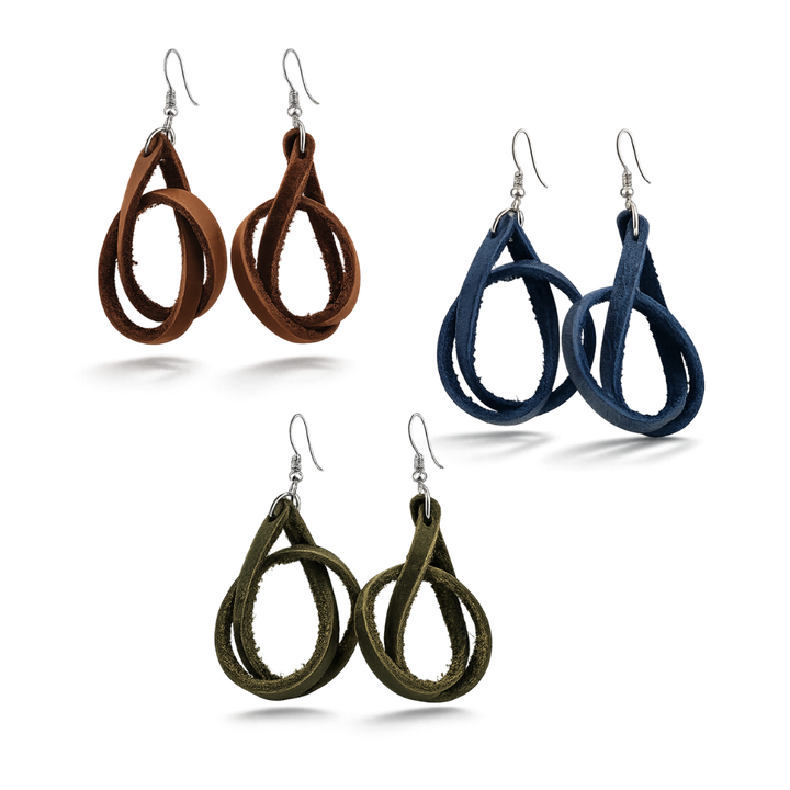 Genuine Leather Loop Earrings by World Orphans