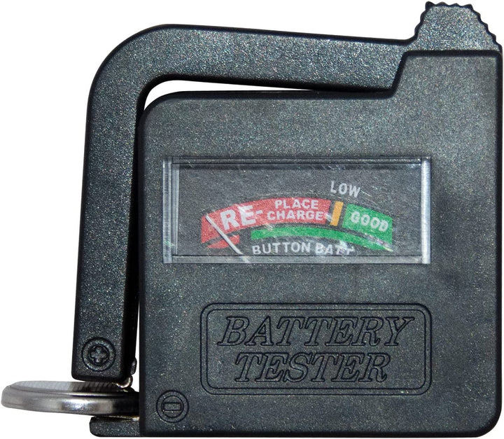 Slim Line, Compact Battery Storage Organizer with Battery Tester by Range Kleen