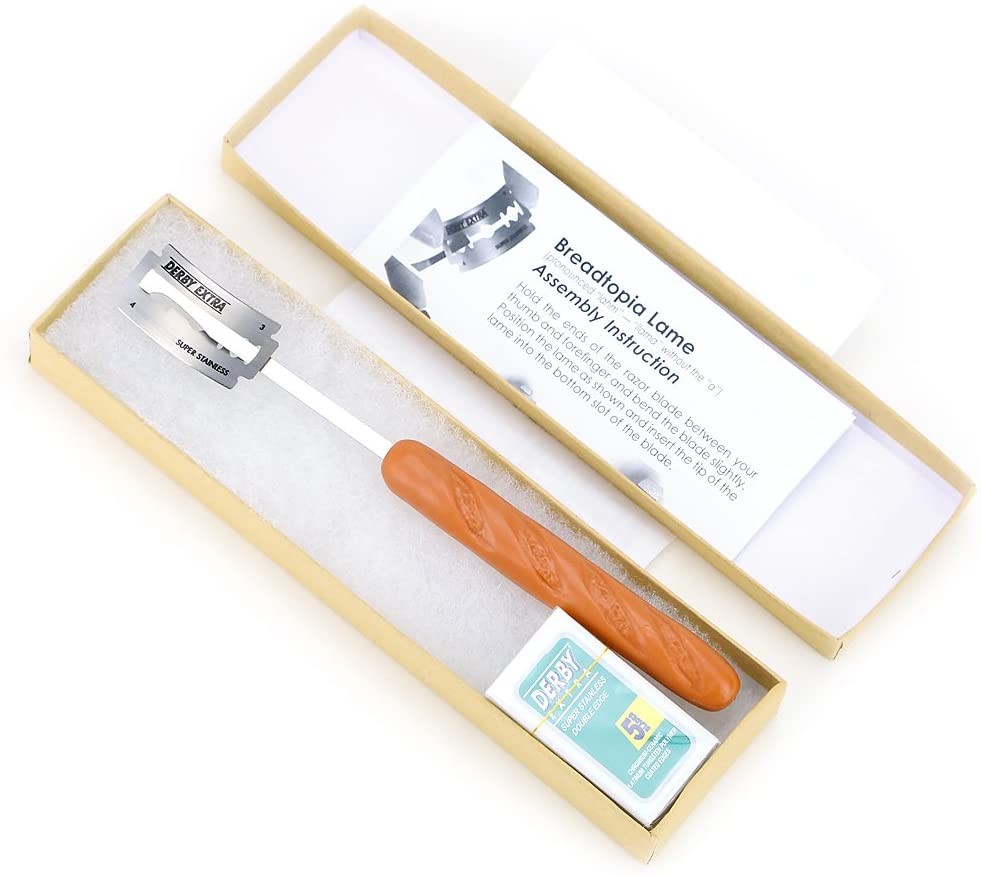Bread Lame Tool - Dough Scorer with 5 Razor Blades and Leather Cover 