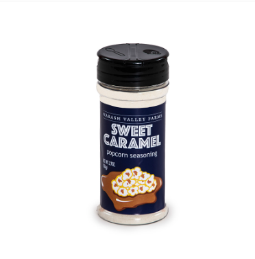 front view of sweet caramel popcorn seasoning for flavoring popcorn