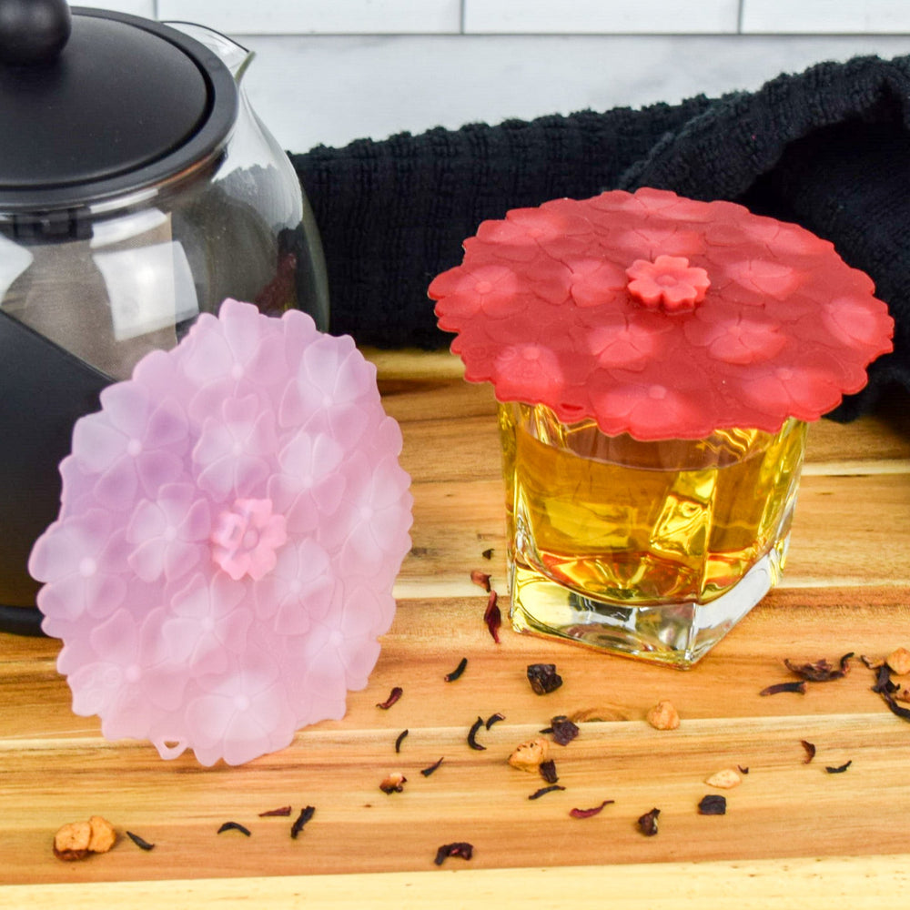 Silicone Lids & Covers Charles Viancin Geranium Drink Covers - 4 inch - Set of 2