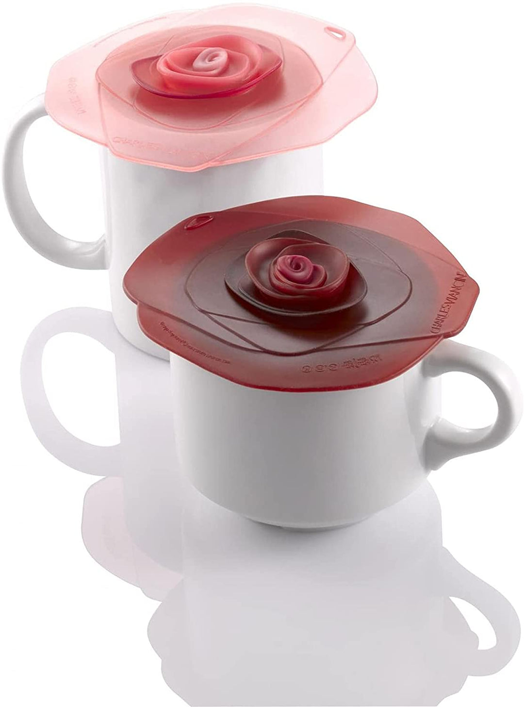 Charles Viancin Charles Viancin Rose Drink Covers - 4 Inch - Set of 2 Red / Light Pink